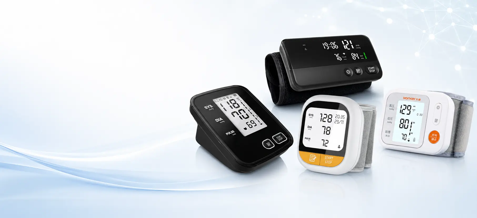 Yonker blood pressure monitors for home healthcare
