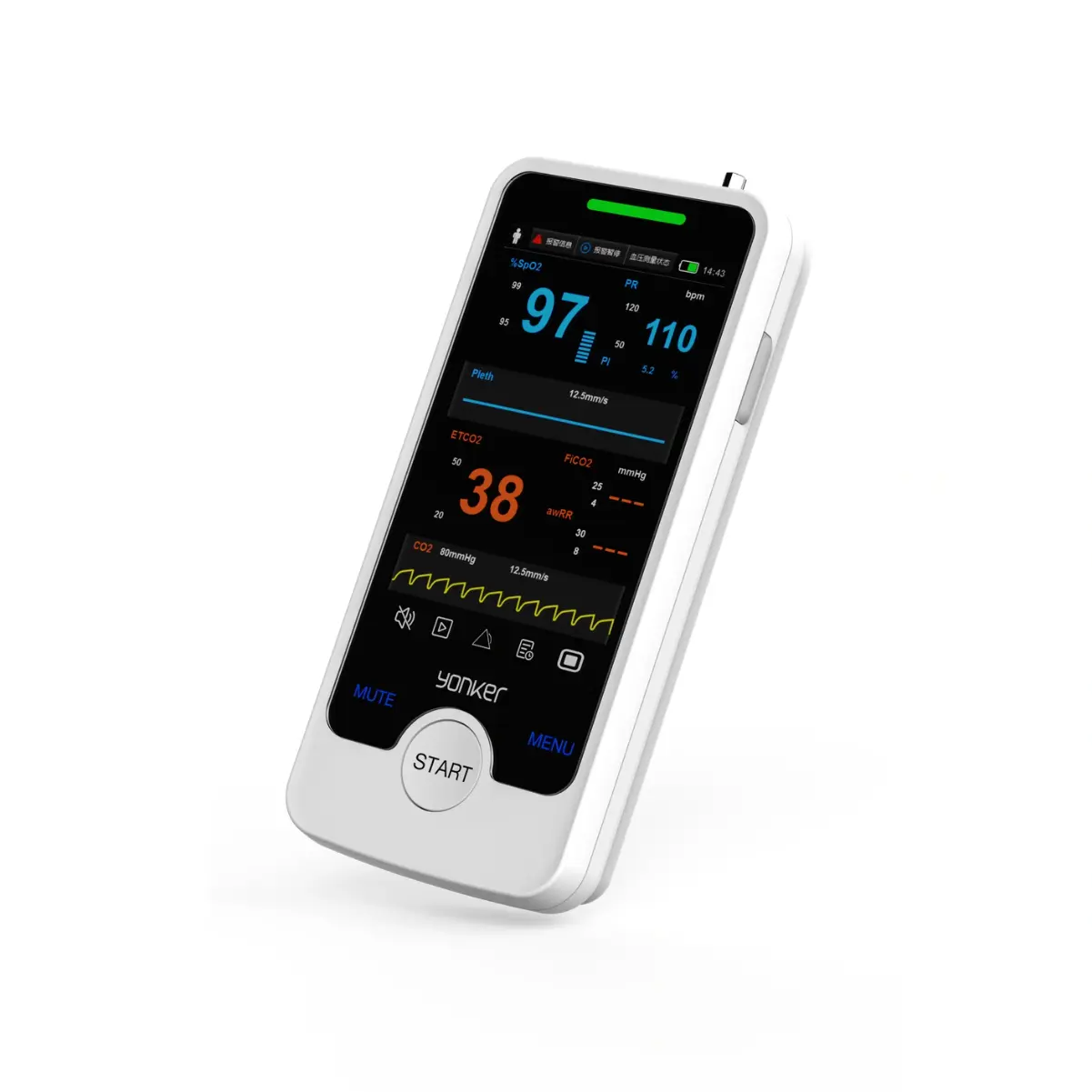 Yonker YK-IE4 Portable ECG and Pulse Oximeter Right Side View